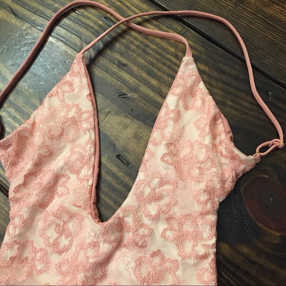 One piece lace swimsuit pink XS - Picture 4 of 6
